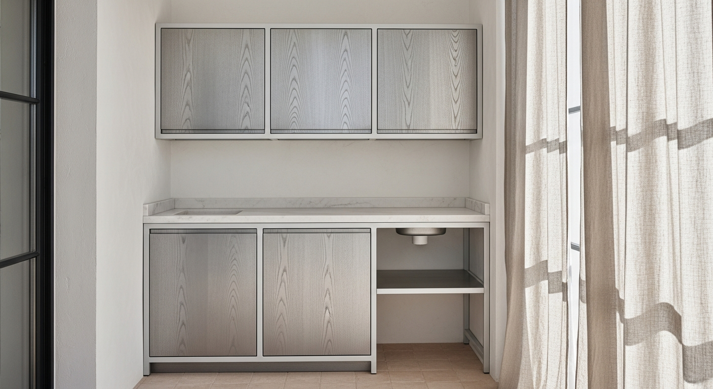 Whitewashed Ash Balcony Storage Cabinet in 304 Stainless Steel