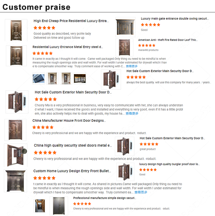 Top Grade Classical Security Stainless Steel Single Swing Entry Door External Main Front Entry Stainless Steel Security Doors