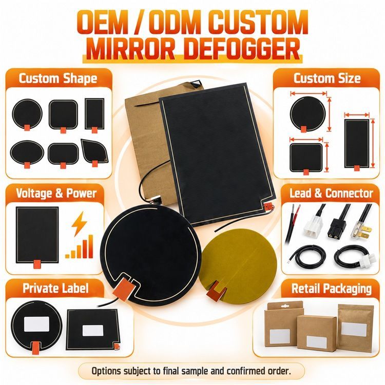 Graphene Mirror Defogger Heating Pad, Custom Shape Size Voltage, Moisture-Resistant Flexible Film for Bathroom Mirrors