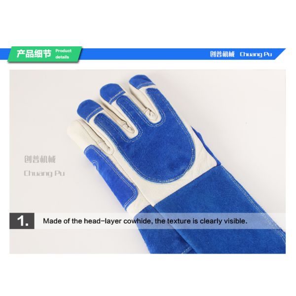 Guantes animales del control del cuero azul del color, animal que maneja los guantes para el perro/el gato