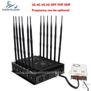 80m Radius 12 Channels 24 Hours Working Signal Jammer Blocker for VHF UHF GPS
