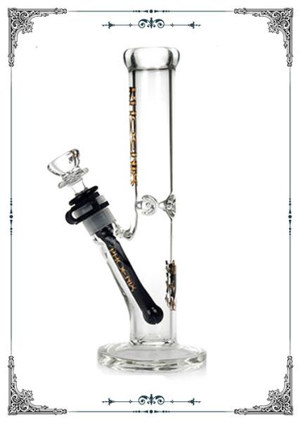 10 Height Straight Tube Glass Bongs Percolator Water Pipe With Golden Logo
