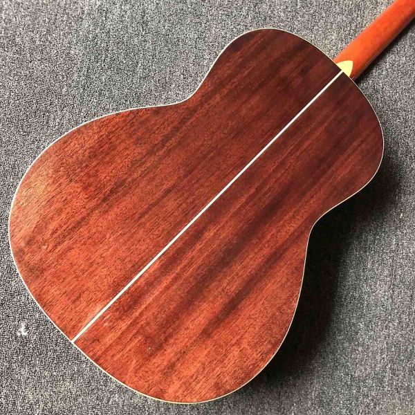 Custom A All Solid Wood Abalone Inlay Mahogany Back Side Acoustic Guitar Customize Logo is Available Free Shipping