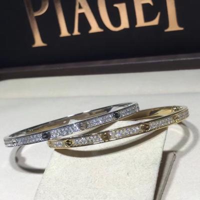 Ouro branco Diamond Bracelet das mulheres, bracelete do amor do ouro 18K com pedra preciosa