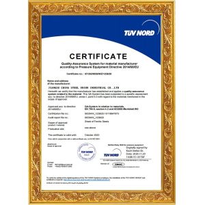 JIANGSU CHINA STEEL UNION INDUSTRIAL CO.,LTD. Certificaciones