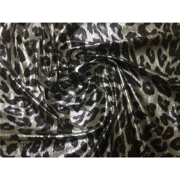 0.35mm Garment Suede leather Fabric With Silver Leopard Lamination
