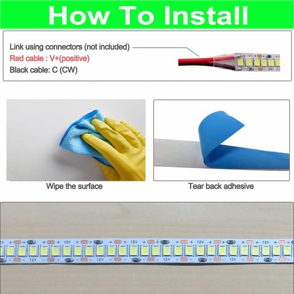 12V 240LEDS/meter SMD 2835 LED Strip light 1200LEDs 16.4Ft 26000LM High Density IP20 no-waterproof Natural White 4000K