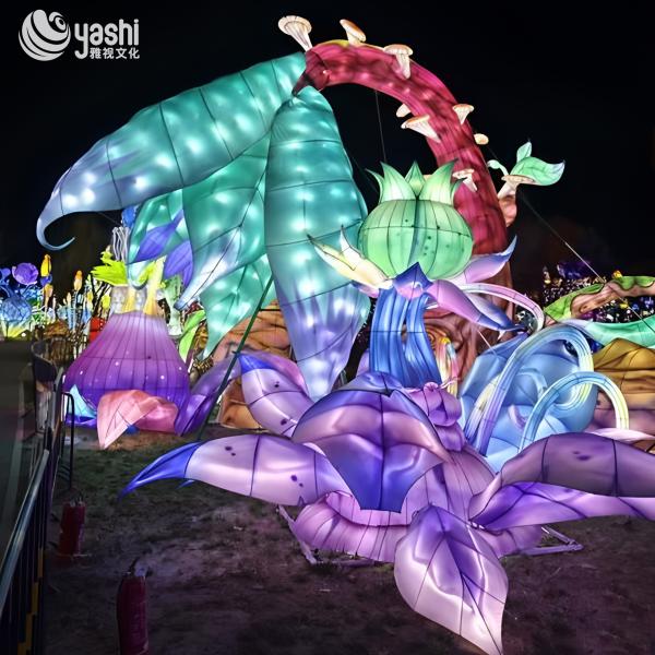 Chinese Festival Silk Zigong Lantern Waterproof For Outdoor Festival Decor