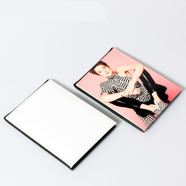 Personalized Mini PU Leather Makeup Mirror Sublimation Makeup Mirror Blanks Portable Sublimation Pocket Mirror