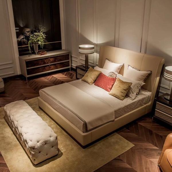 Tufted Modern Luxury King Size Bed 1.38m Leatherette Contemporary Italian Bedroom Set
