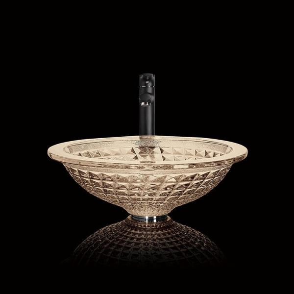 Champagne Crystal Wash Basins Circular Wash Hand Home Bathroom Funnel Shape