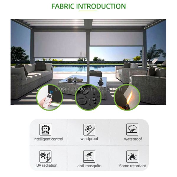 Наружный солнцезащитный навес Моторизированные умные жалюзи / роликовые жалюзи