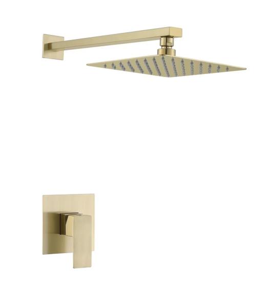 Gold Square 1*8 Inch Shower Faucet Set Stainless Steel 304 Material