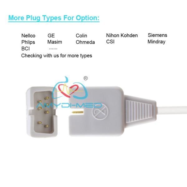 Custom White Adult Finger Clip Disposable Spo2 Sensor for Medical Materials Accessories and 7 Pin Connector