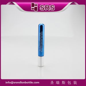 10ml metalized blue color glass roll on bottle with metal ball and silver aluminum cap for eye serum,essential oil