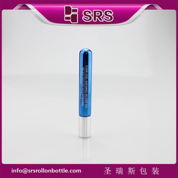 10ml metalized blue color glass roll on bottle with metal ball and silver aluminum cap for eye serum,essential oil