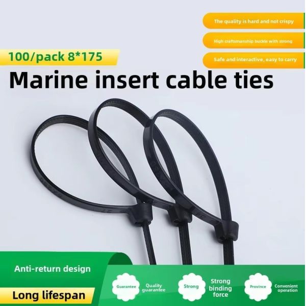 100 Pcs Pack Self Locking Plastic Metal Inlay Cable Ties Metal Inlay Cable Tie Seal 8*200mm