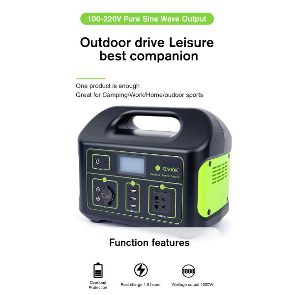 500Wh LiFePo4 Battery Home Energy Storage Solar Charging 1000W Portable Power Station