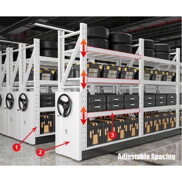Electric Mobile Shelves Racking Hand Cranked Cargo Mobile Shelving Compact Movable Shelving High-Density Shelves