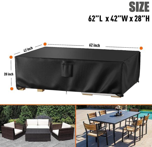 Outdoor Waterproof Patio Furniture Covers,420D Oxford Polyester Black Rectangular Sectional Furniture Set Covers