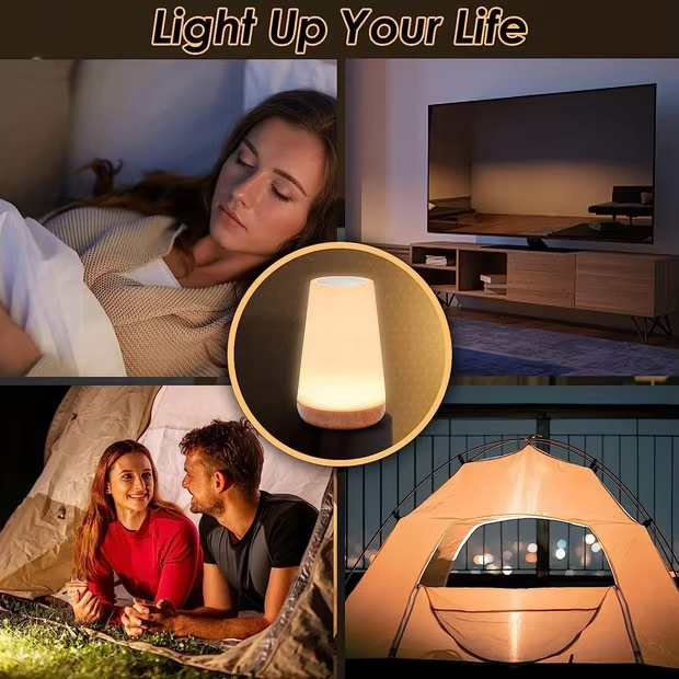 Dimmable LED Bedside Lamp | 13Color RGB Ambient Lighting | USB Charging Portable Night Light