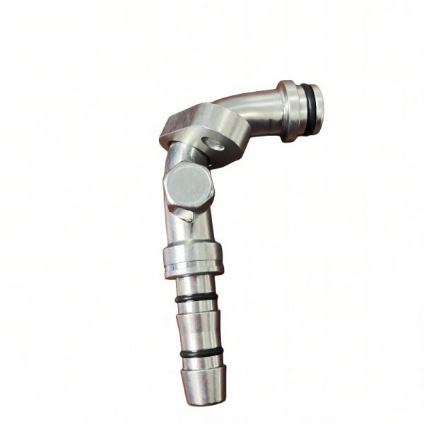 JM Eco-Friendly Flange 5-Point 90° Elbow Tube Fitting with Side Service Valve | Refrigeration Hose Connector