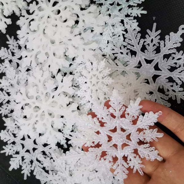 снежинка пластикового яркого блеска 36pcs белая орнаментирует для рождества