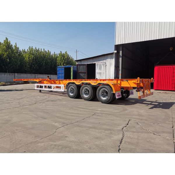 Truck trailer 60 tons 2 container chassis skeleton semi trailer with mechanical suspension