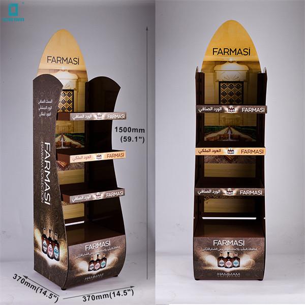 Strong Metal 4 Layers Custom Design Advertising Poster Product Display Stand with wheels