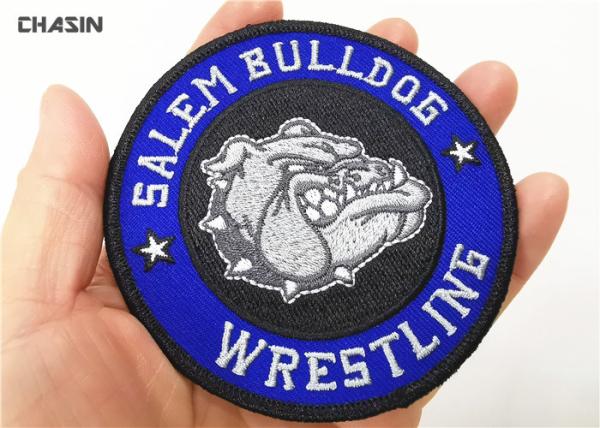 Heat Press Badge Custom Embroidered Patches , Iron On Patch Applique For Clothing