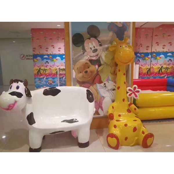 Shopping Mall Lovely Fiberglass Cartoon Animals Shape Seat Kiddie Chair Statues