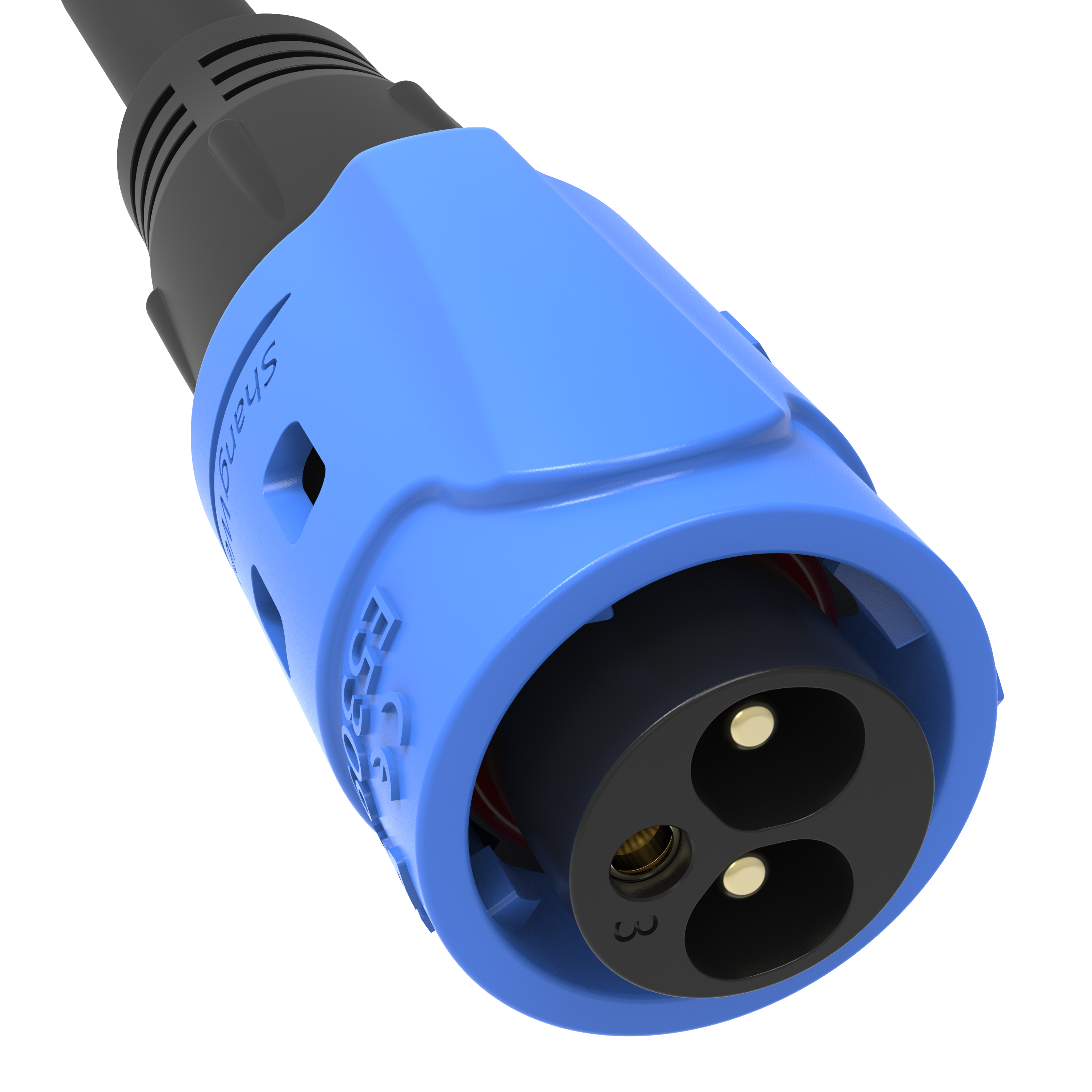 10A Solder Overmolded M19 Connector 3pin Blue Aluminum Alloy Shell Nylon PA66