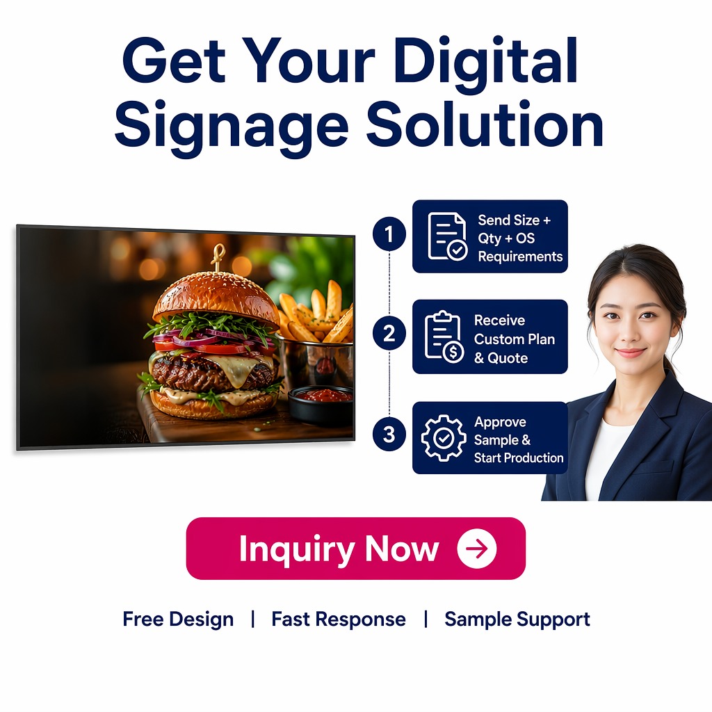 55/65 Inch LCD Wall Digital Menu Screen Smart TV 4K Wide Screen Ad Display Screen
