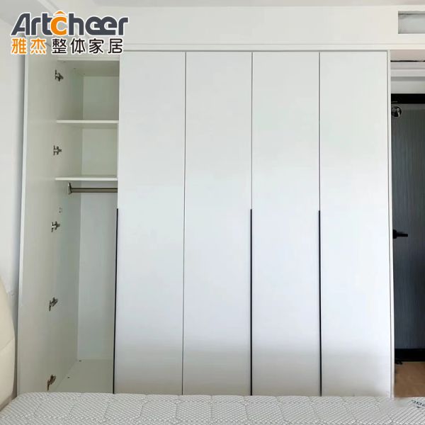 Soft Closing Modern Stylish Wardrobe with Glass Aluminium Frame Hinge Door Closet