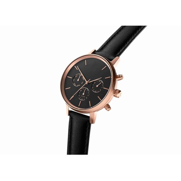 Black italy leather wrist watch mens fashion stainless steel watch