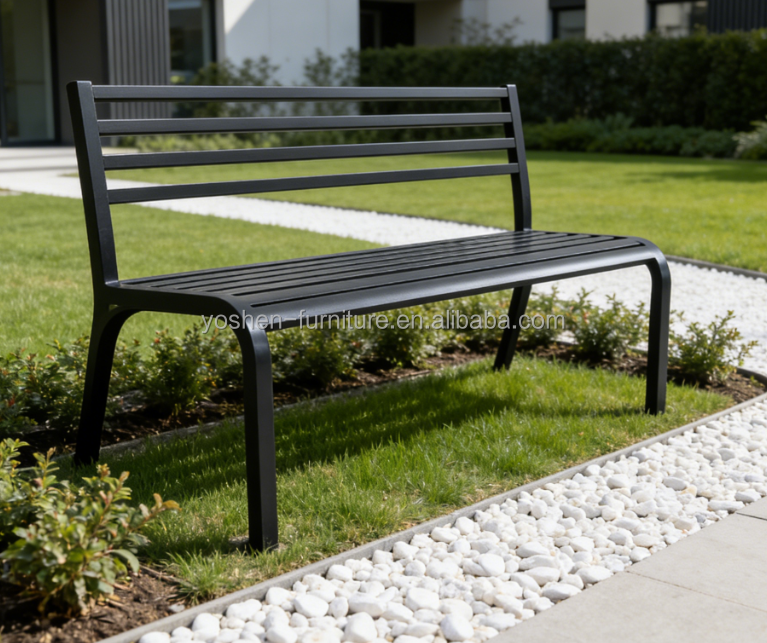 Commercial Grade Aluminum Bench for Public Spaces Heavy Duty All Weather Modern Hotel Plaza Courtyard Seating