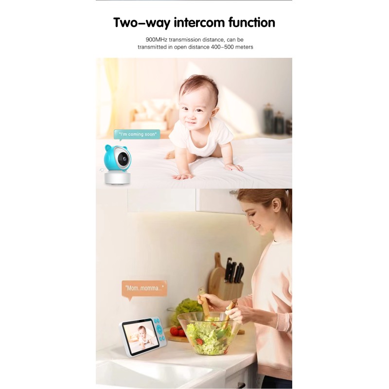 Hot Sale HD 1080P Tuya Smart Baby Pet Monitor Wifi Night Vision Camera 5.0 IPS Screen 3X Zoom Motion&Cry&Temperature Detection