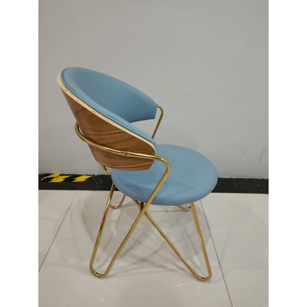 Sponge Filled Iron Pipe 80cm Faux Leather Dining Chairs