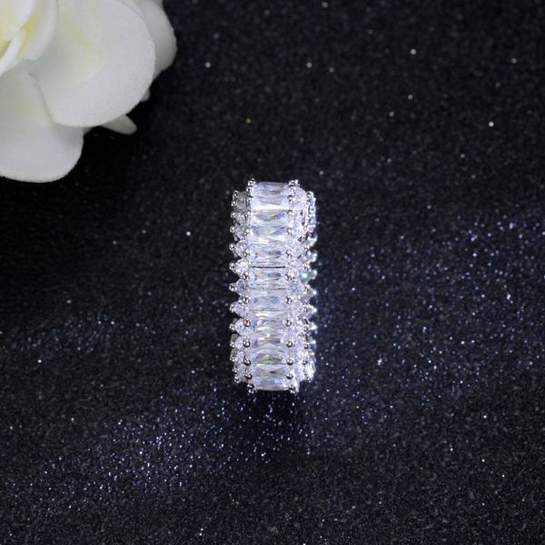 CZ Zircon Crystal Ring Cross Silver Ring for Women Wedding Trendy Ring Jewelry with 925 Stamp CZ Stone Ring