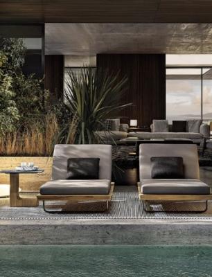 Customized Luxury Pool Teak Wood Lounge Chair With Wheels Lesiure Bed