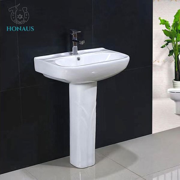 CUPC 565*420*780mm One Piece Wash Basin With Integrated Full Pedestal