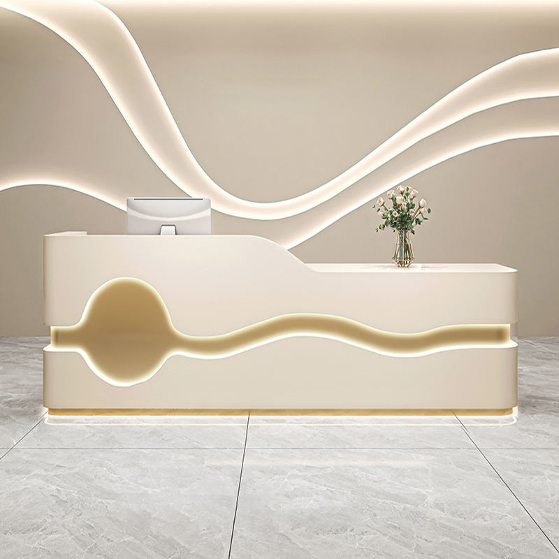 Customizable Design Jewelry Counter with LED Lighting and Artificial Stone Finish for Luxury Retail Display
