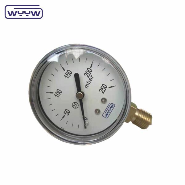 China factory capsule pressure gauge 100mm mbar ss case brass connection 1/2bsp cmh2o low pressure manometer
