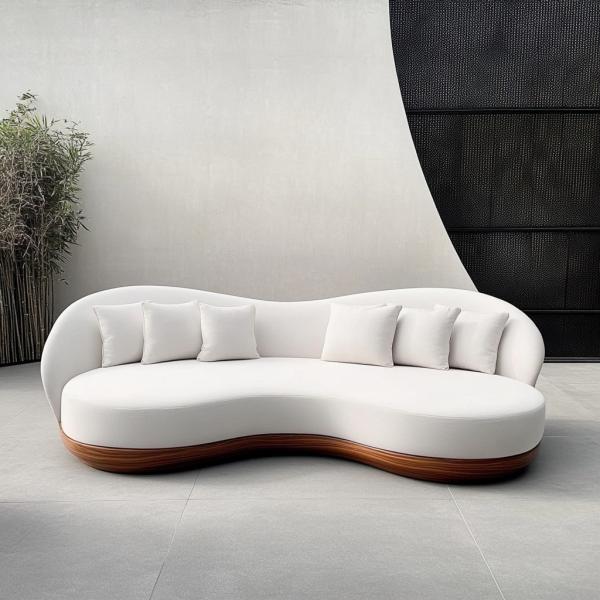 NO Inflatable Modern Design Sectional Sofa Set With Corner Style And Curved Modular Velvet Fabric