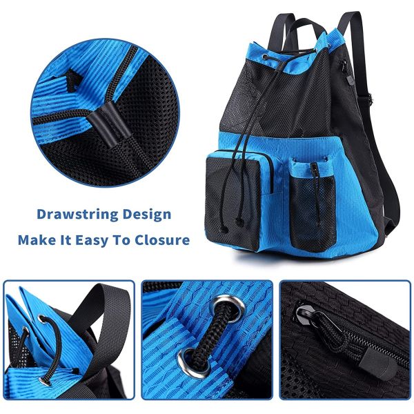 Accepable OEM/ODM Bow Pattern Mesh Gym Backpack for Swimming Pool Beach Yoga Work Gear