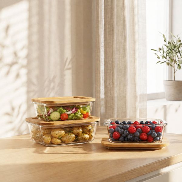 IKOO FDA/LFGB Approved Microwave Safe Borosilicate Glass Food Container