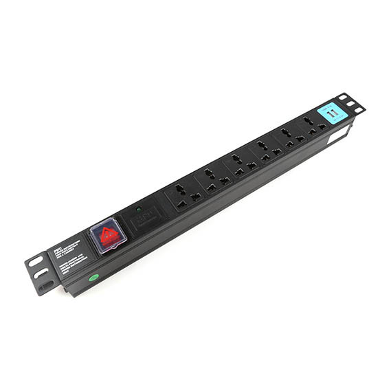 PDU шкафа пути 1U 6 с предохранением от освещения переключателя, Sigle и USB 250V, универсалией 10A