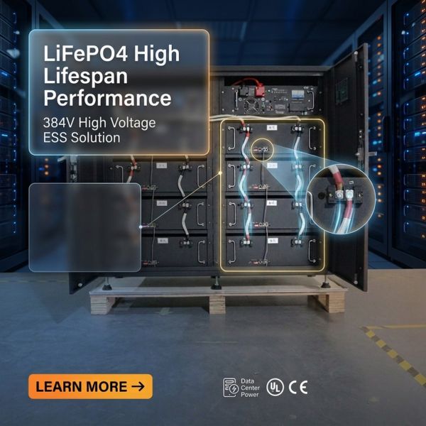 384V 100AH High Voltage LiFePO4 ESS Cabinet 38.4kWh Commercial Energy Storage System for Data Center