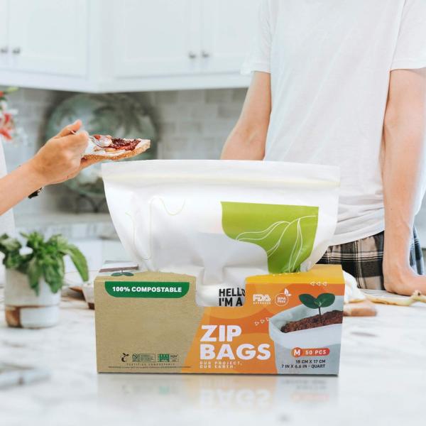 Wholesale Sustainable Eco Friendly 100% Biodegradable extra Strengthen clear Compostable Zipper Packaging Bags for Food Storage