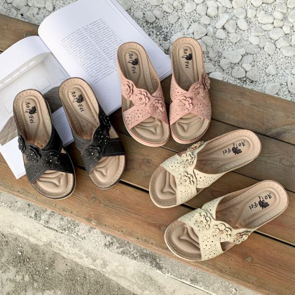 BS069 Amazon 2021 New Cross-Border Ladies Slippers Summer Flowers Vacation Leisure Beach Sandals